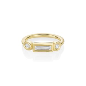 0.33ctw White Diamond Baguette, Cushion & Marquise Linear Band