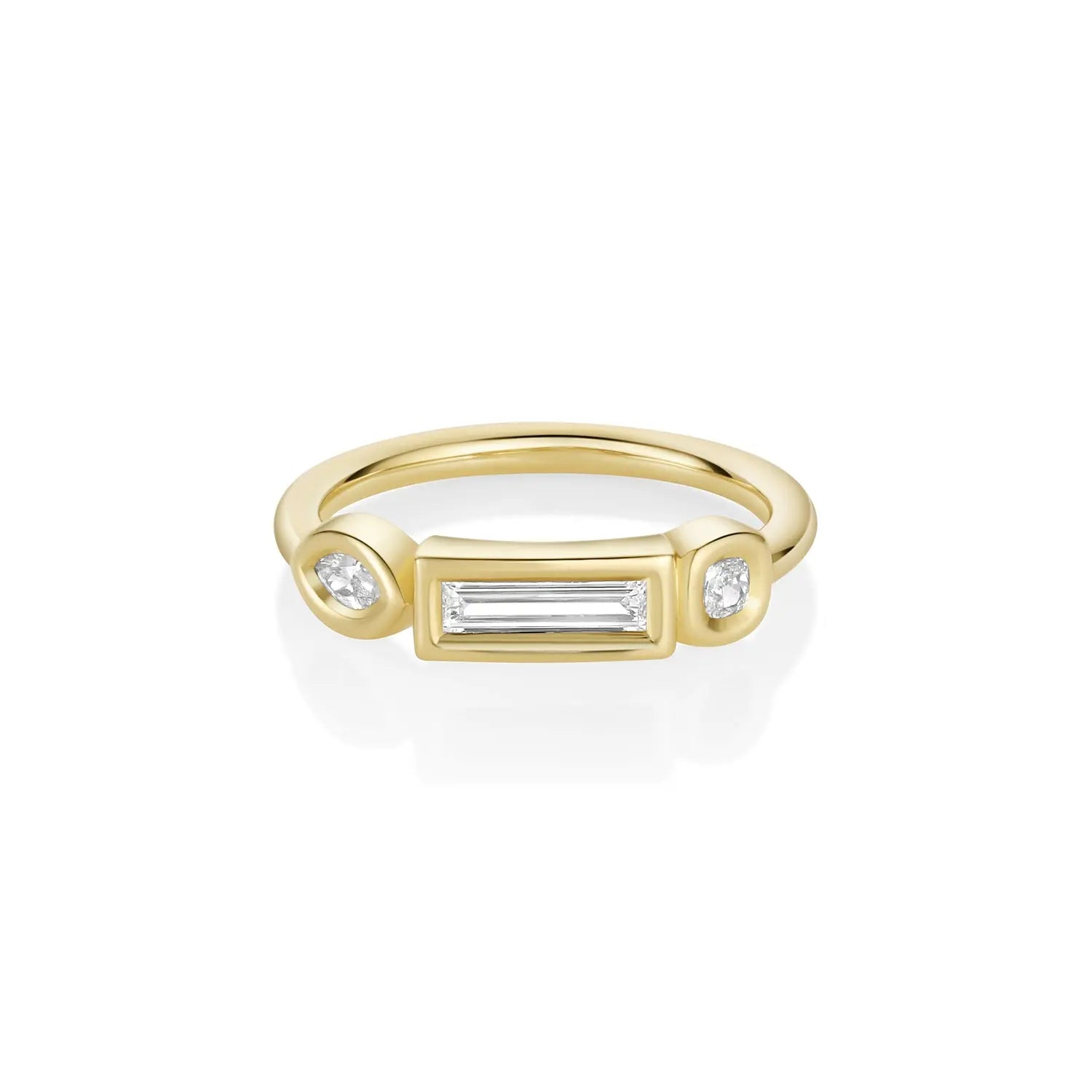 0.33ctw White Diamond Baguette, Cushion & Marquise Linear Band