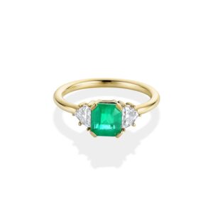 1.41ct Colombian Emerald and Diamond Three Stone Ring