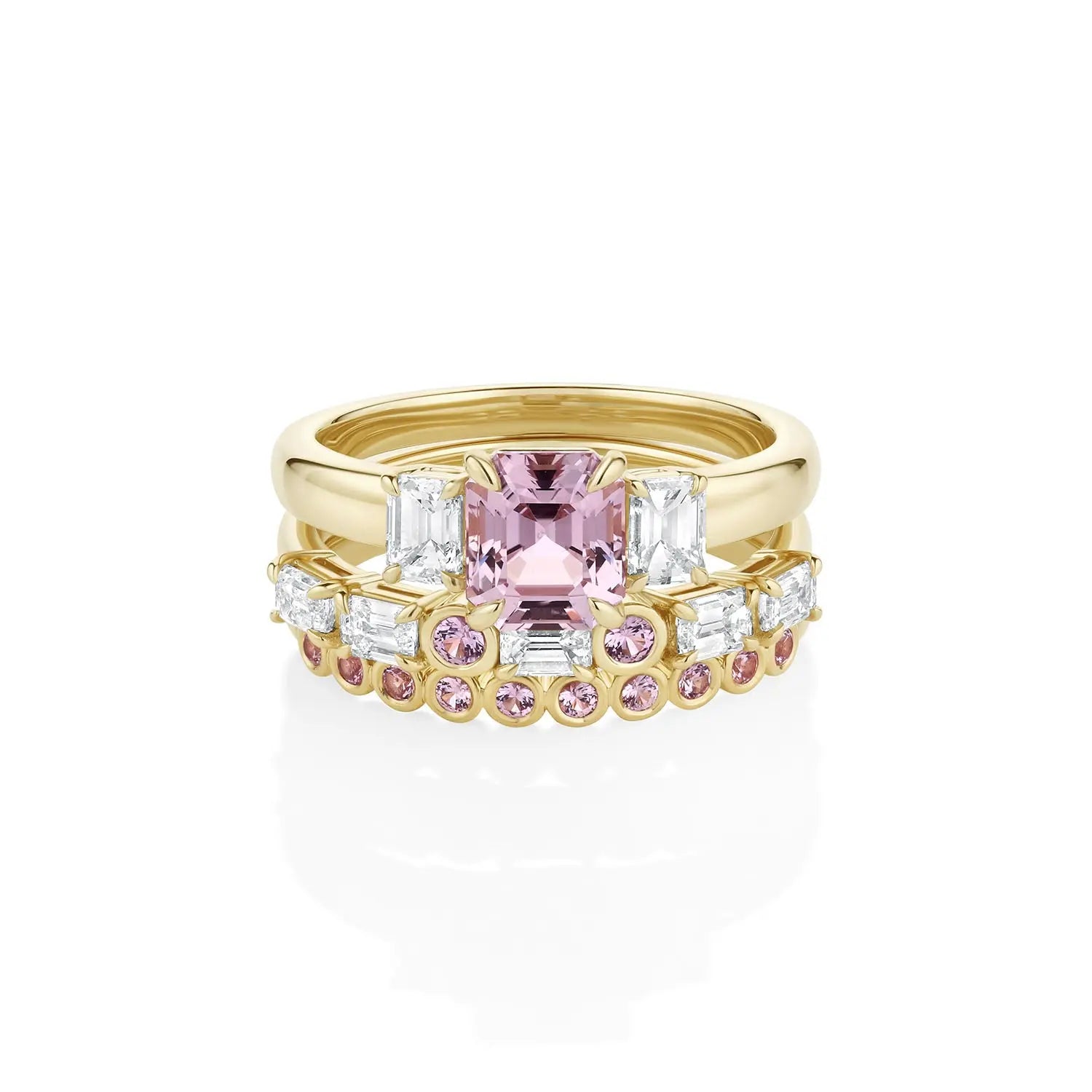 1.76ct Pink Sapphire and Diamond Ring Stack