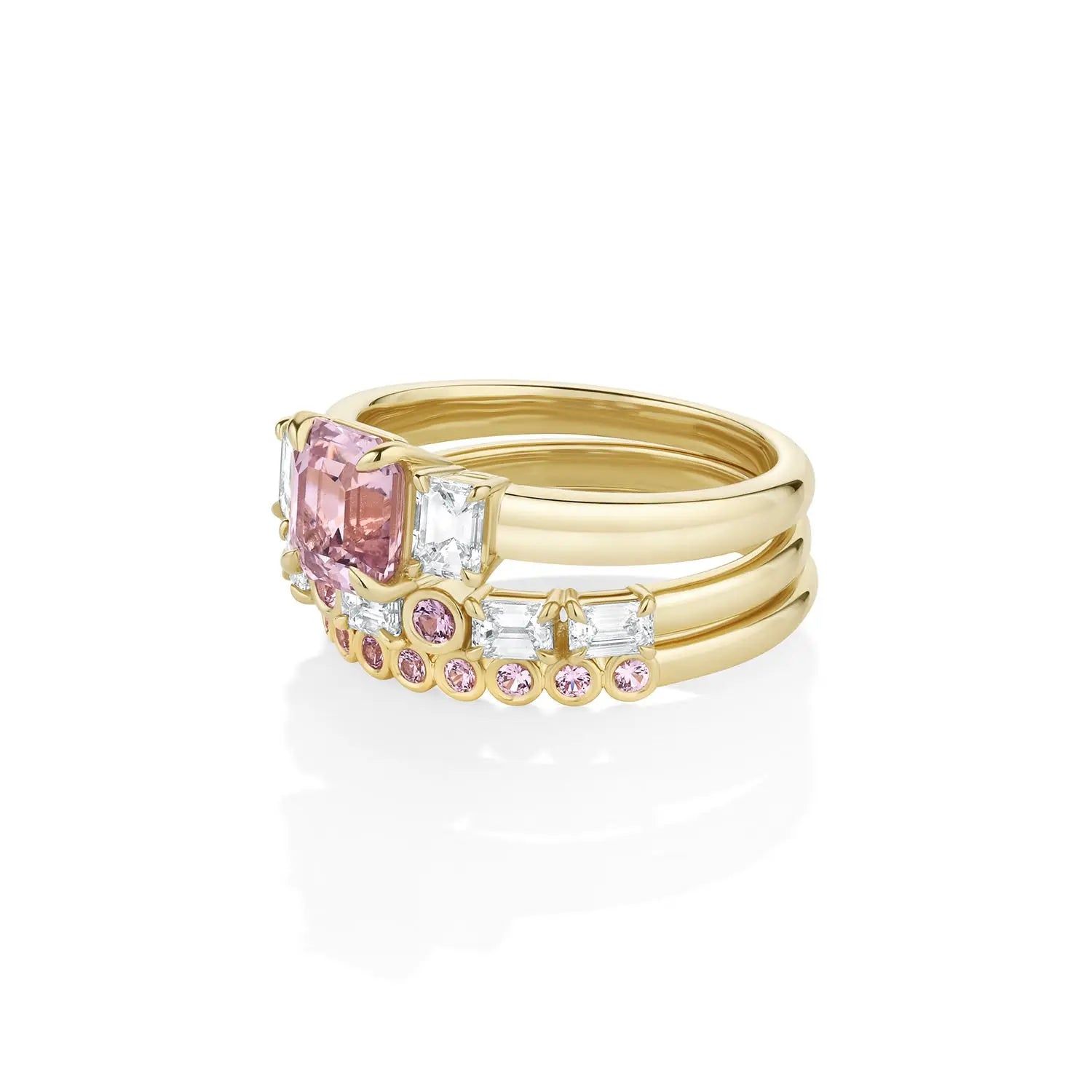 1.76ct Pink Sapphire and Diamond Ring Stack - Image 3