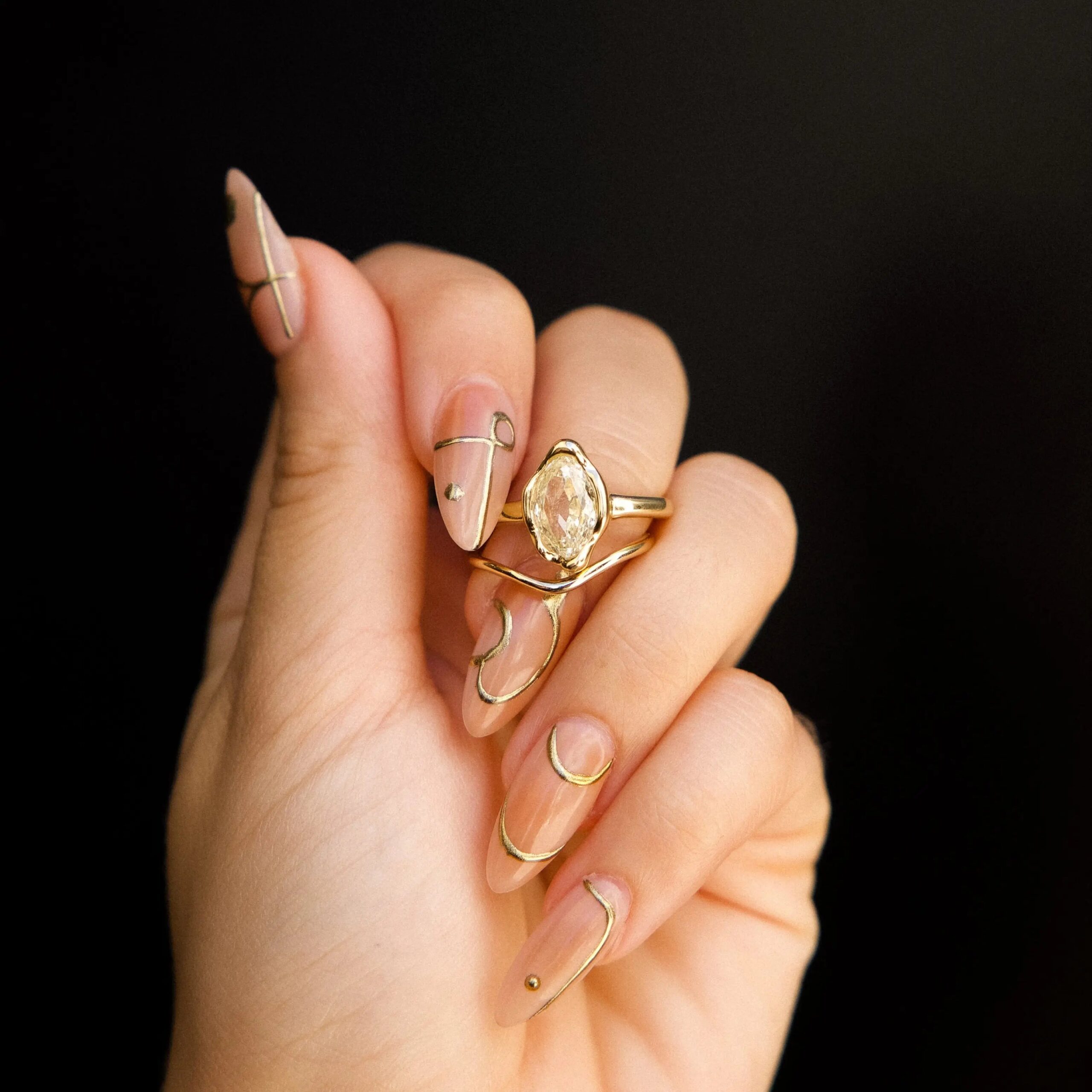 2.01ct Moval Diamond Abstract Bezel Ring - Image 2