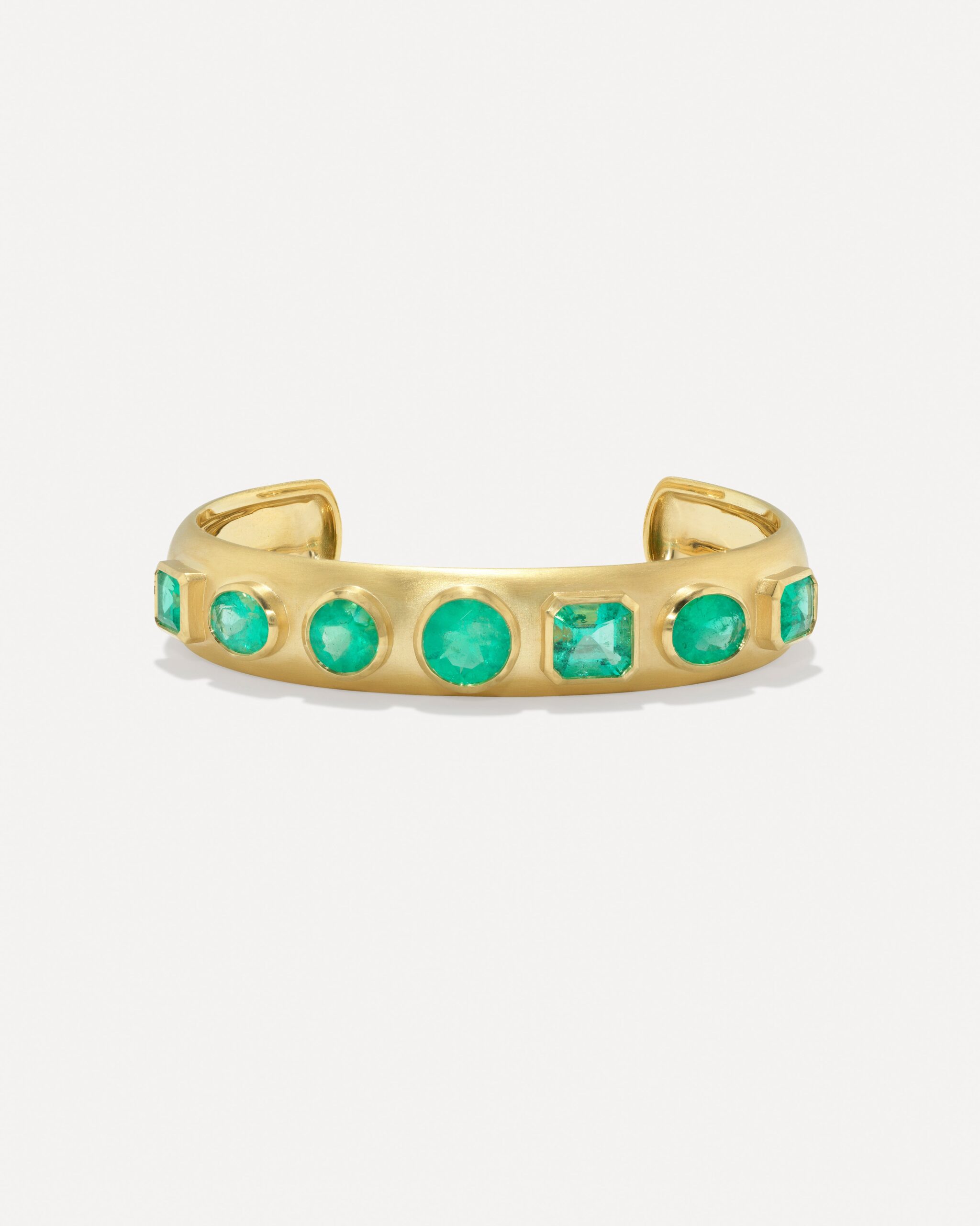 One of a Kind Gemmy Gem Puffed Gold Cuff