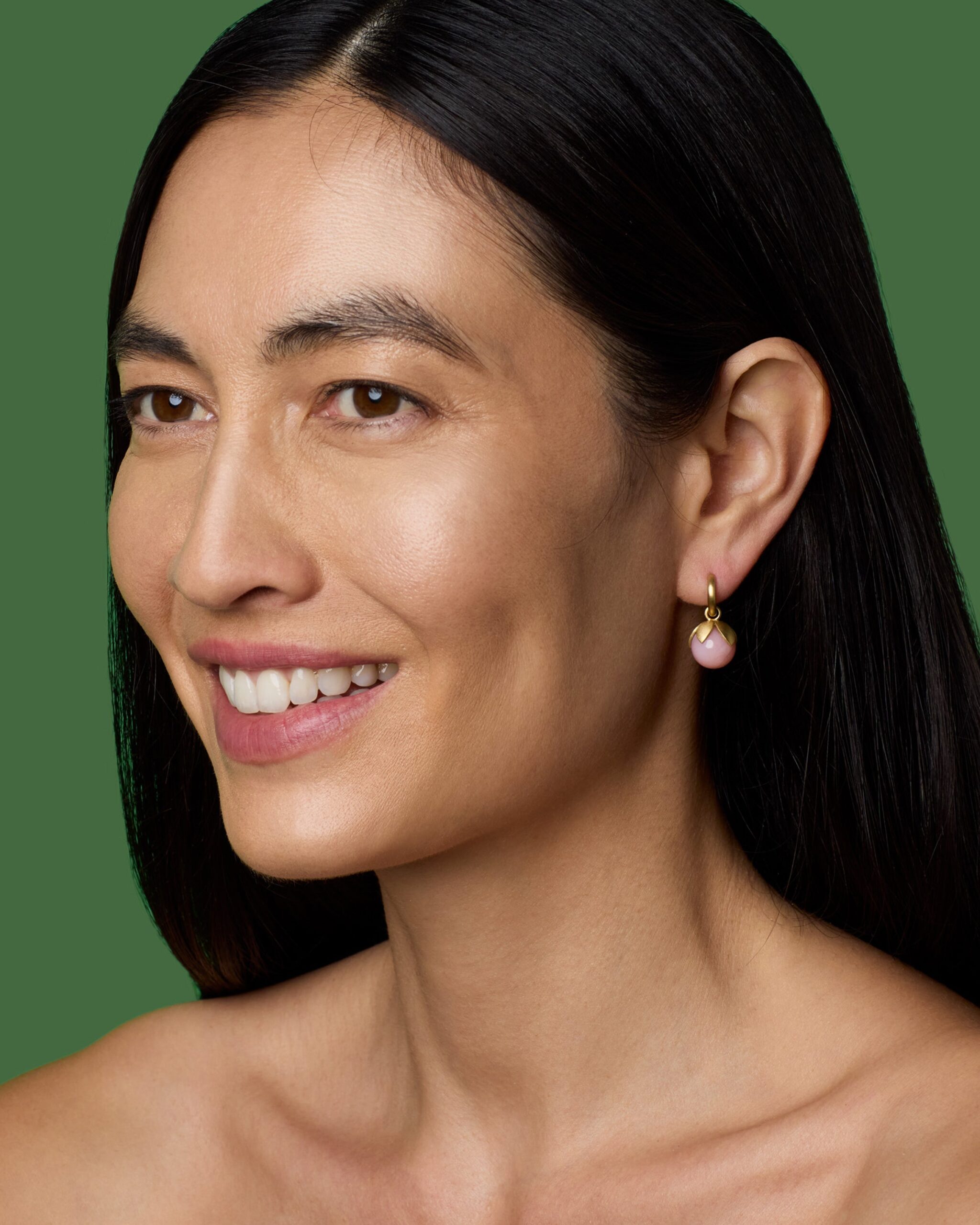 Mini Blossom Jeweled Huggies - Image 2