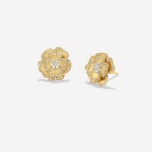 Mini Pavé Golden Blossom Camellia Studs