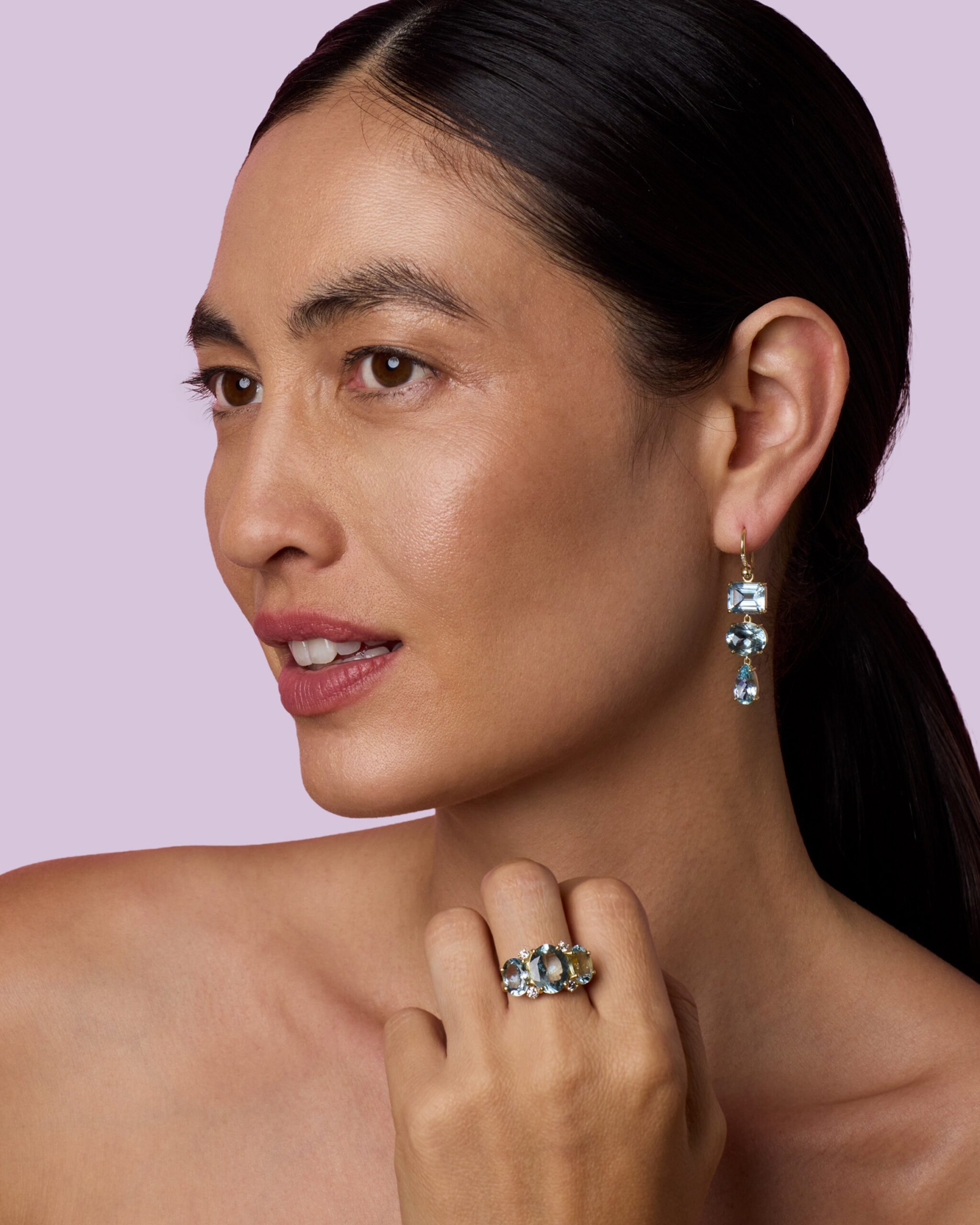 One of a Kind Gemmy Gem Diamond Three Stone Ring - Image 2