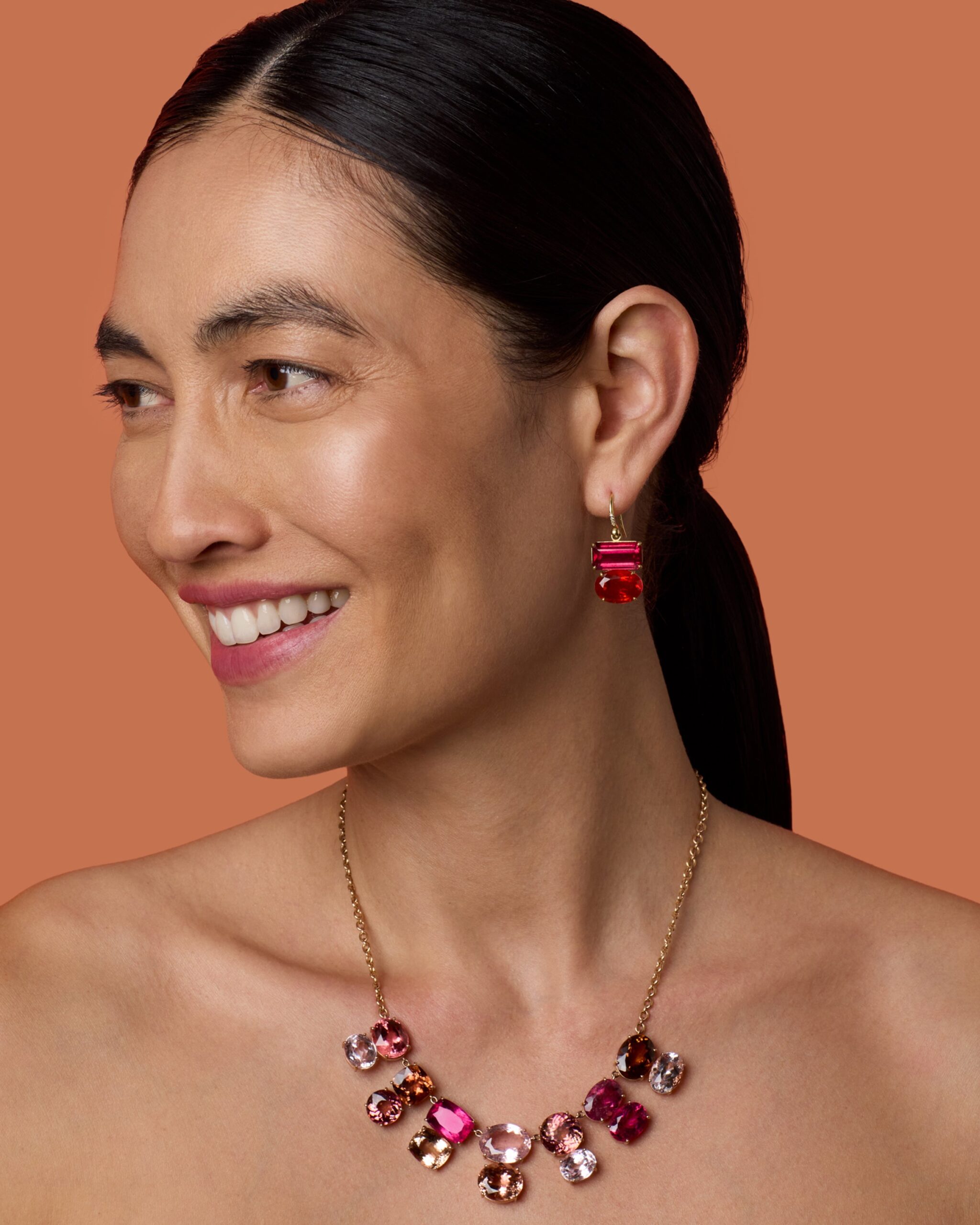 One of a Kind Gemmy Gem Double Stone Link Necklace - Image 2