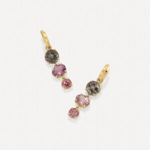 One of a Kind Gemmy Gem Triple Drop Link Jeweled Huggies