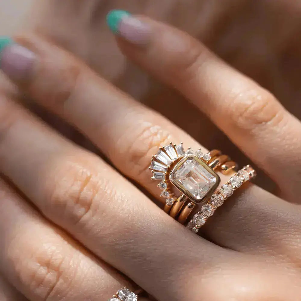 The Roxy Bezeled Emerald Cut Engagement Ring - Image 5