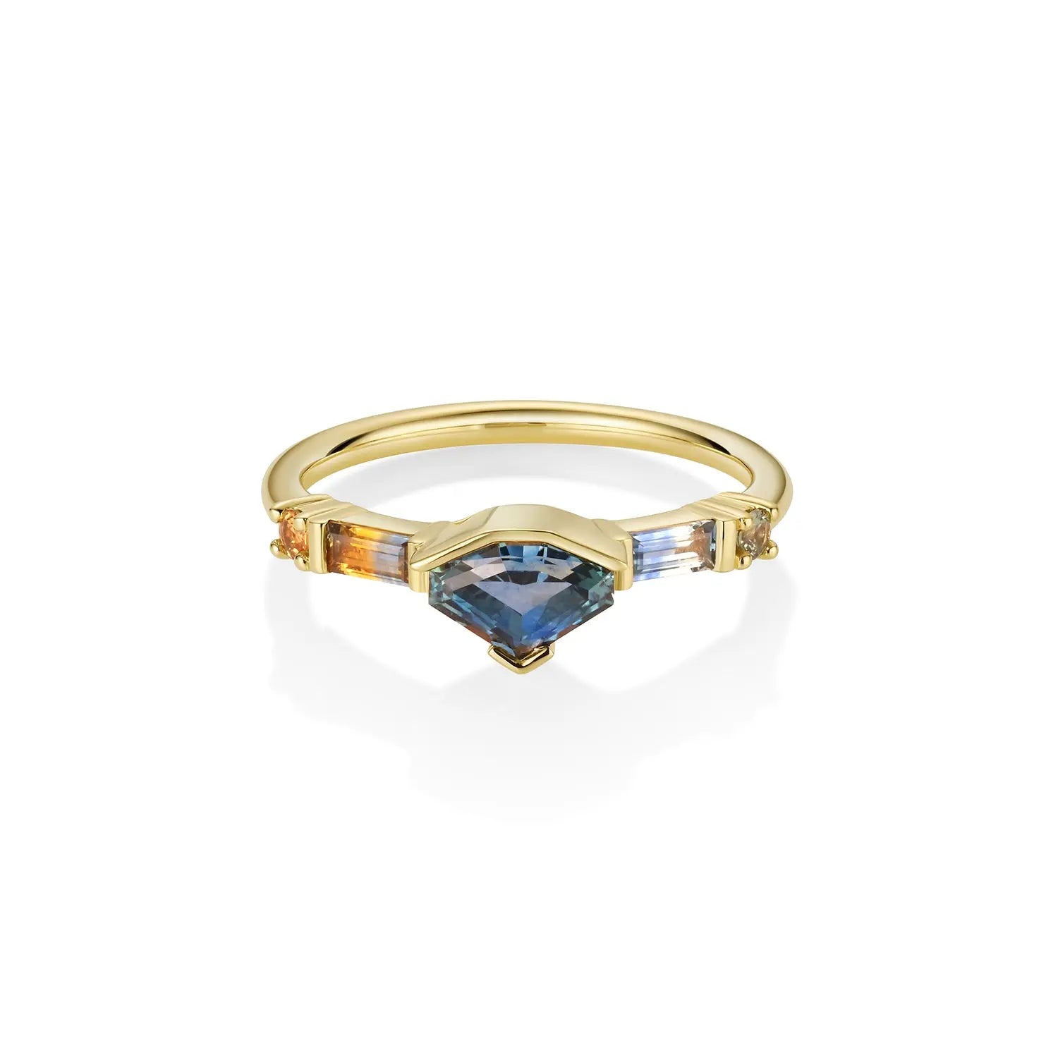 0.93ct Montana Sapphire Shield Linear Band