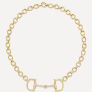 Large Pavé Equestrian Oval Link Necklace