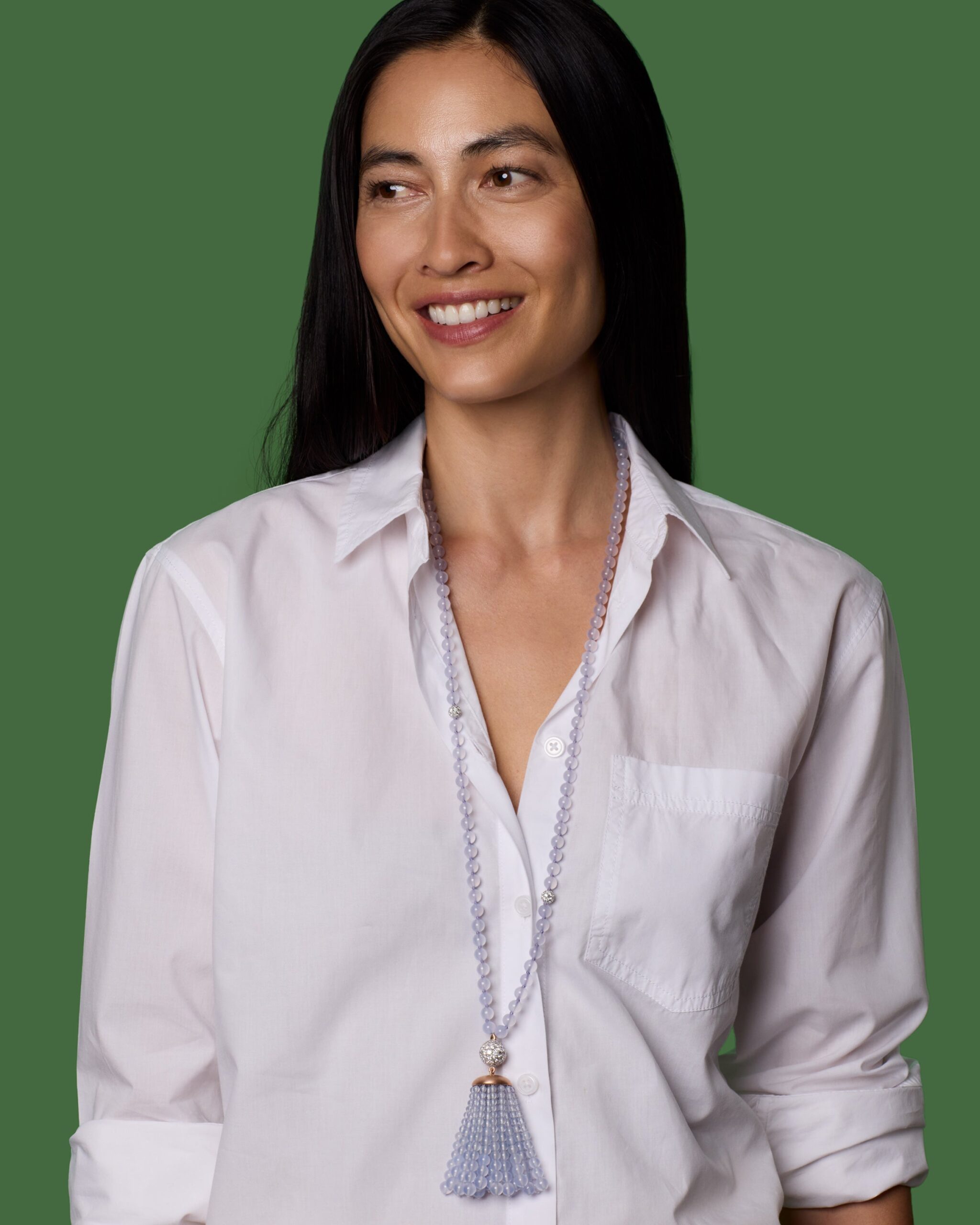 Diamond Gumball Tassel Long Necklace - Image 2