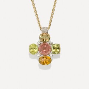 One of a Kind Gemmy Gem Heavy Pavé Bale Mosaic Pendant Necklace