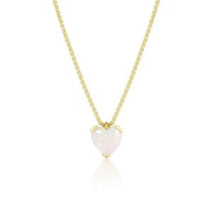 Opal Heart Charm Necklace