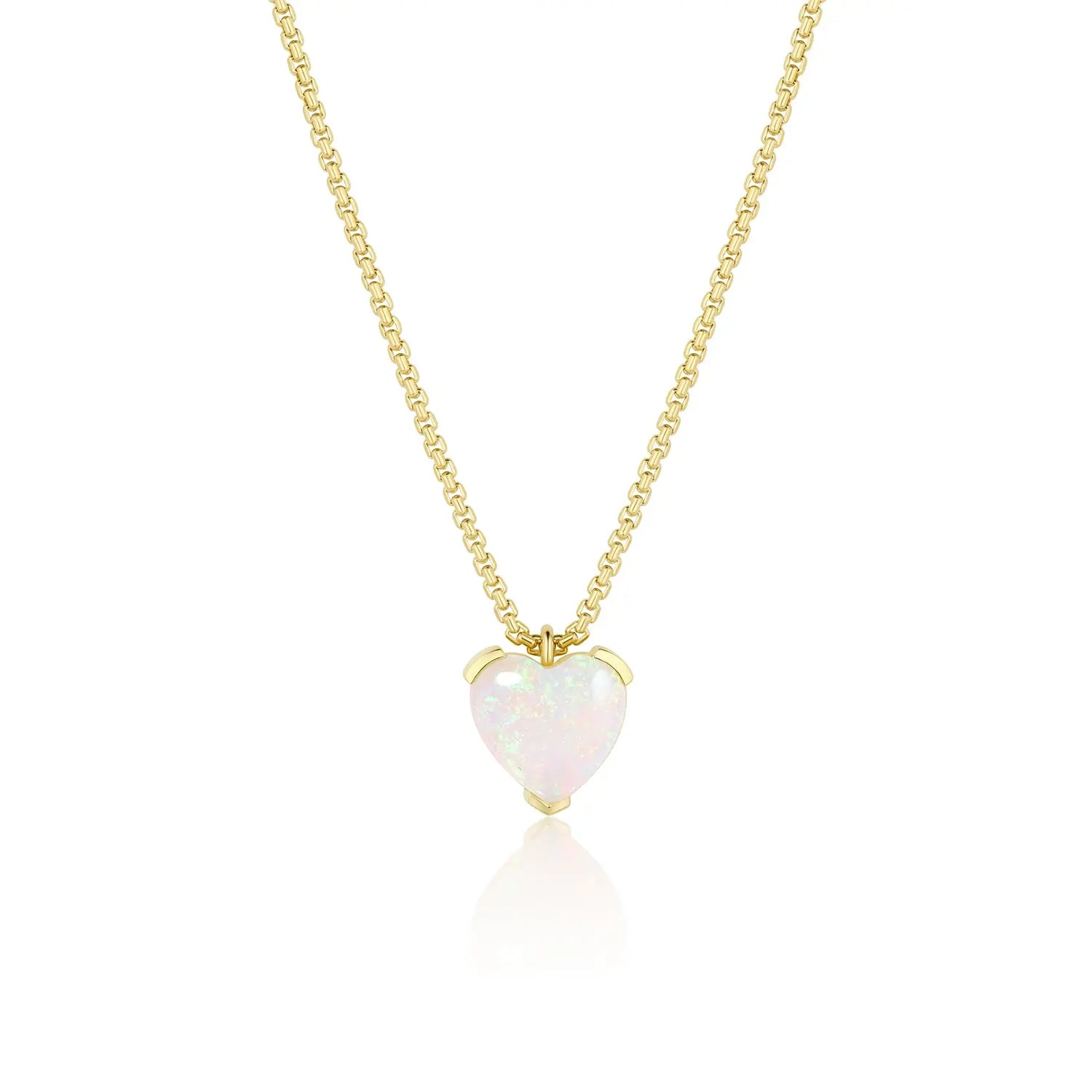 Opal Heart Charm Necklace