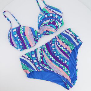Emilio Pucci Blue and Multicolour Two Piece Bikini Set Size IT 44 (UK 12)