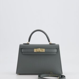 *RARE* Hermès Mini Kelly II 20 Bag in Vert Amande Epsom Leather with Permabrass Hardware