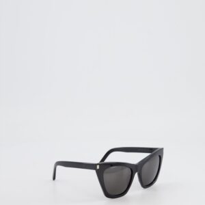 Saint Laurent Black Cat Eye Sunglasses with Engraved Logo Detail