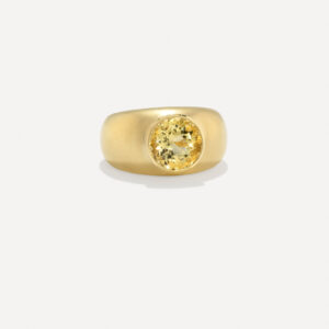 Medium Round Stone Gemmy Puffed Gold Ring