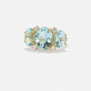 One of a Kind Gemmy Gem Diamond Three Stone Ring