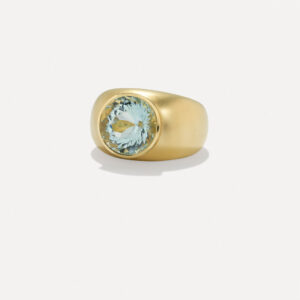 Large Round Stone Gemmy Puffed Gold Ring