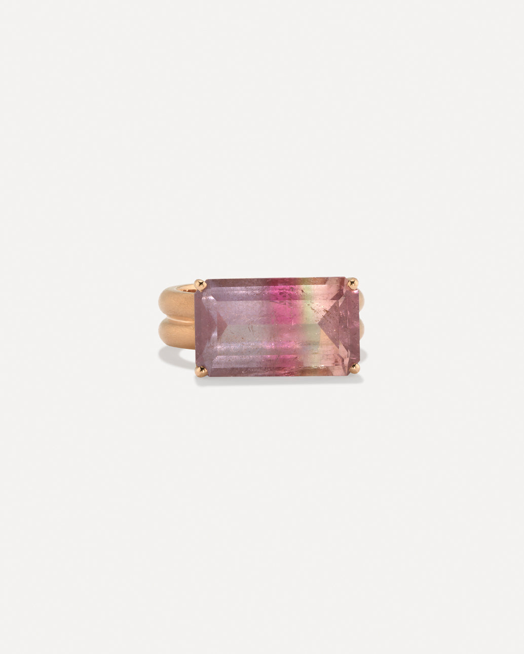 One of a Kind Heroic Emerald-Cut Double Band Ring