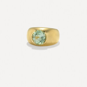 One of a Kind Round Stone Gemmy Puffed Gold Ring