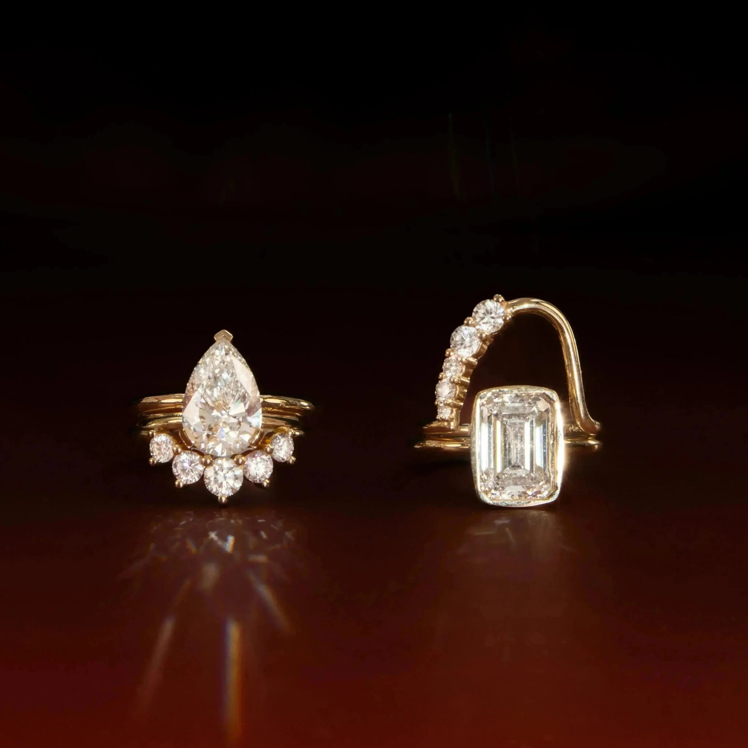 The Roxy Bezeled Emerald Cut Engagement Ring - Image 4