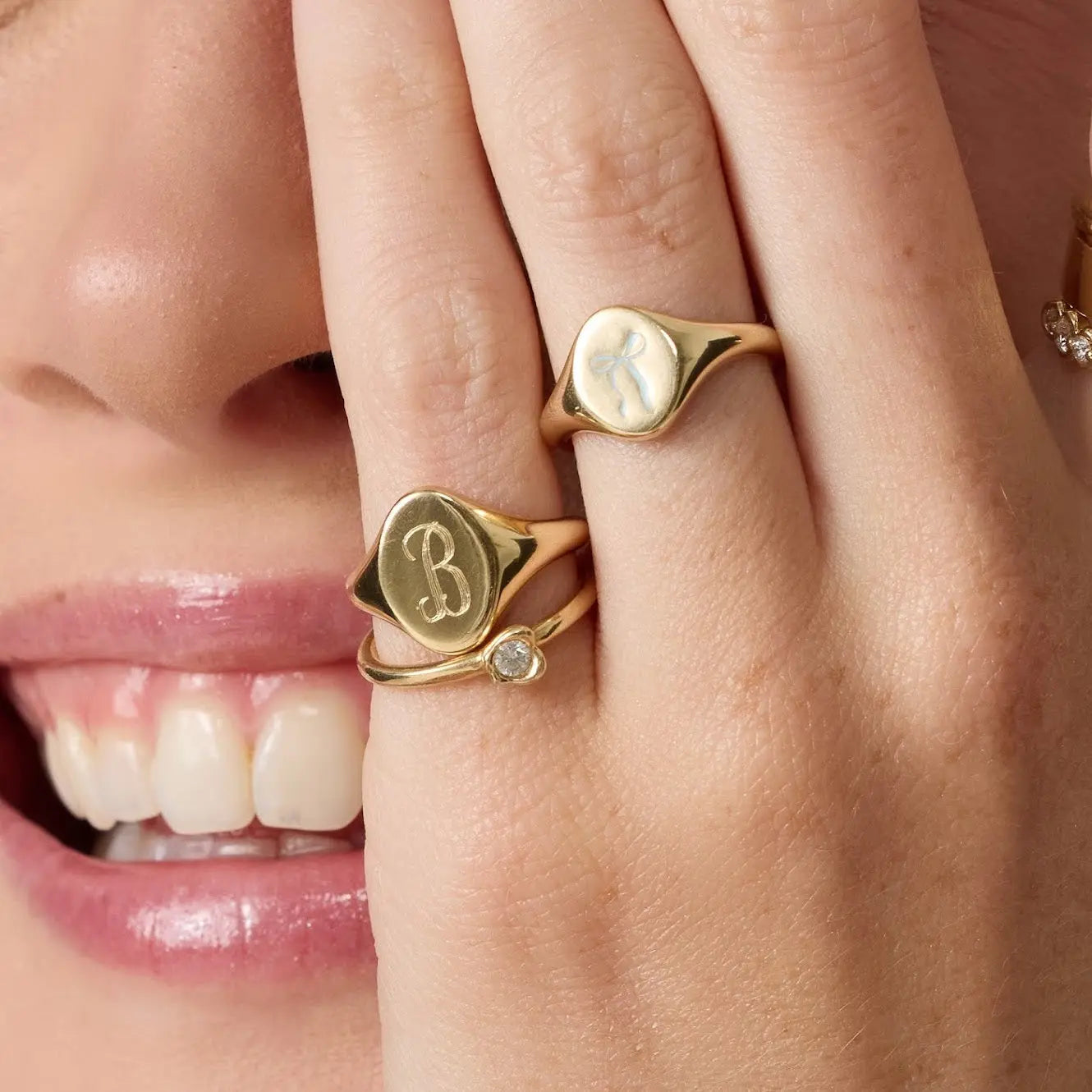 Diamond Abstract Bezel Sweet Pea Ring - Image 2