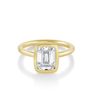 The Roxy Bezeled Emerald Cut Engagement Ring