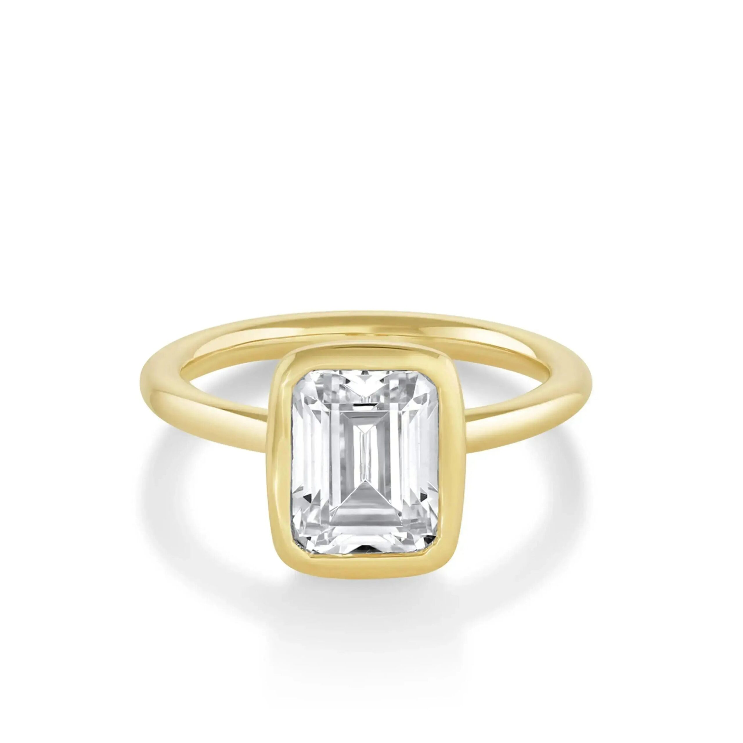 The Roxy Bezeled Emerald Cut Engagement Ring