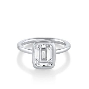 The Roxy Bezeled Emerald Cut Engagement Ring