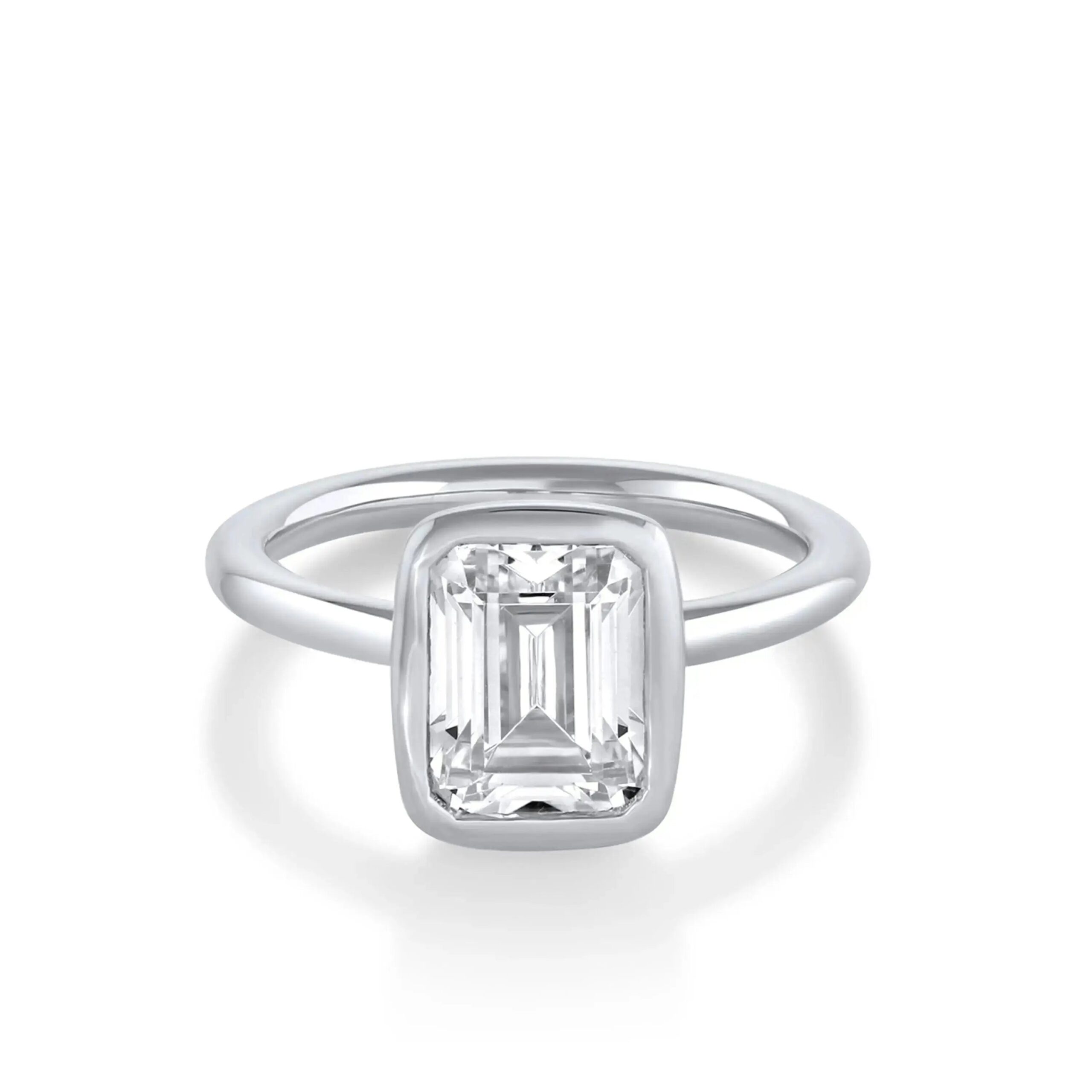 The Roxy Bezeled Emerald Cut Engagement Ring