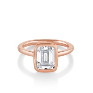 The Roxy Bezeled Emerald Cut Engagement Ring