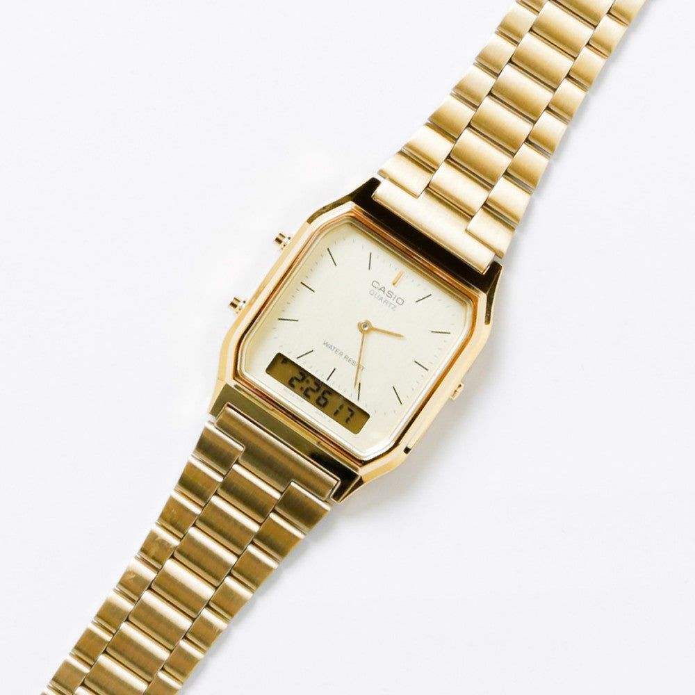 Casio Classic Gold Steel Analogue-Digital Unisex Watch - AQ230GA-9DS - Image 5