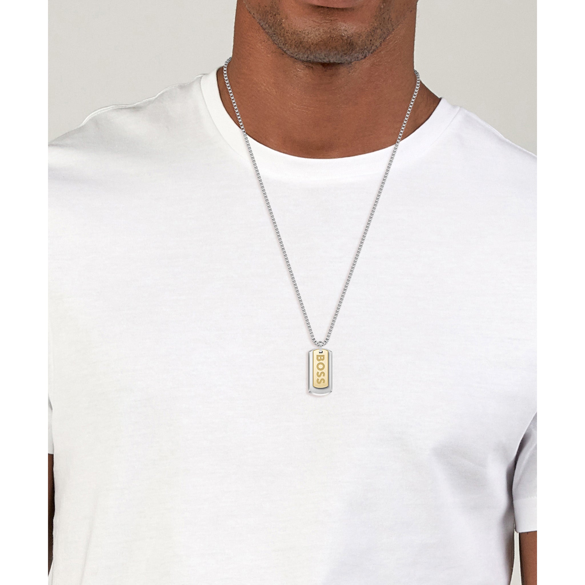 Hugo Boss Jewellery Two-Tone Steel Men's Pendant with Chain Necklace - 1580576 - Image 5