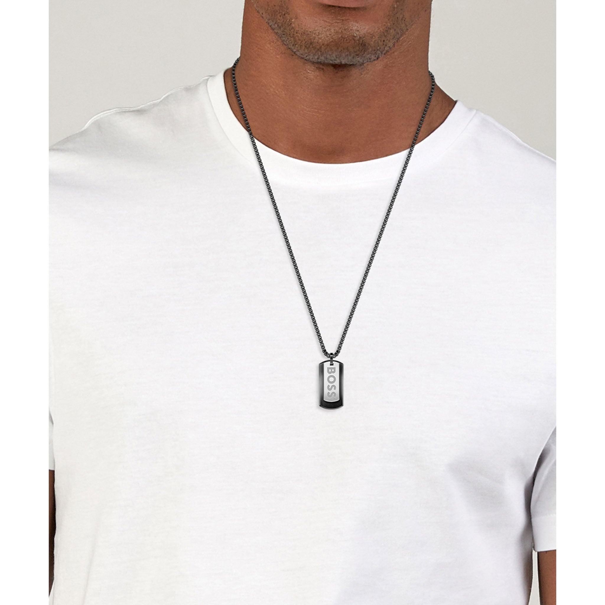 Hugo Boss Jewellery Black Steel Men's Pendant with Chain Necklace - 1580577 - Image 5