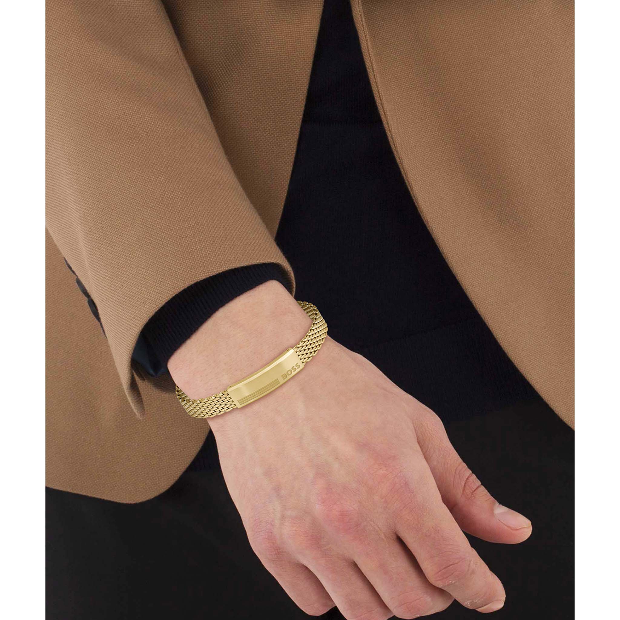Hugo Boss Jewellery Gold Steel Men's Mesh Chain Bracelet - 1580610 - Image 3
