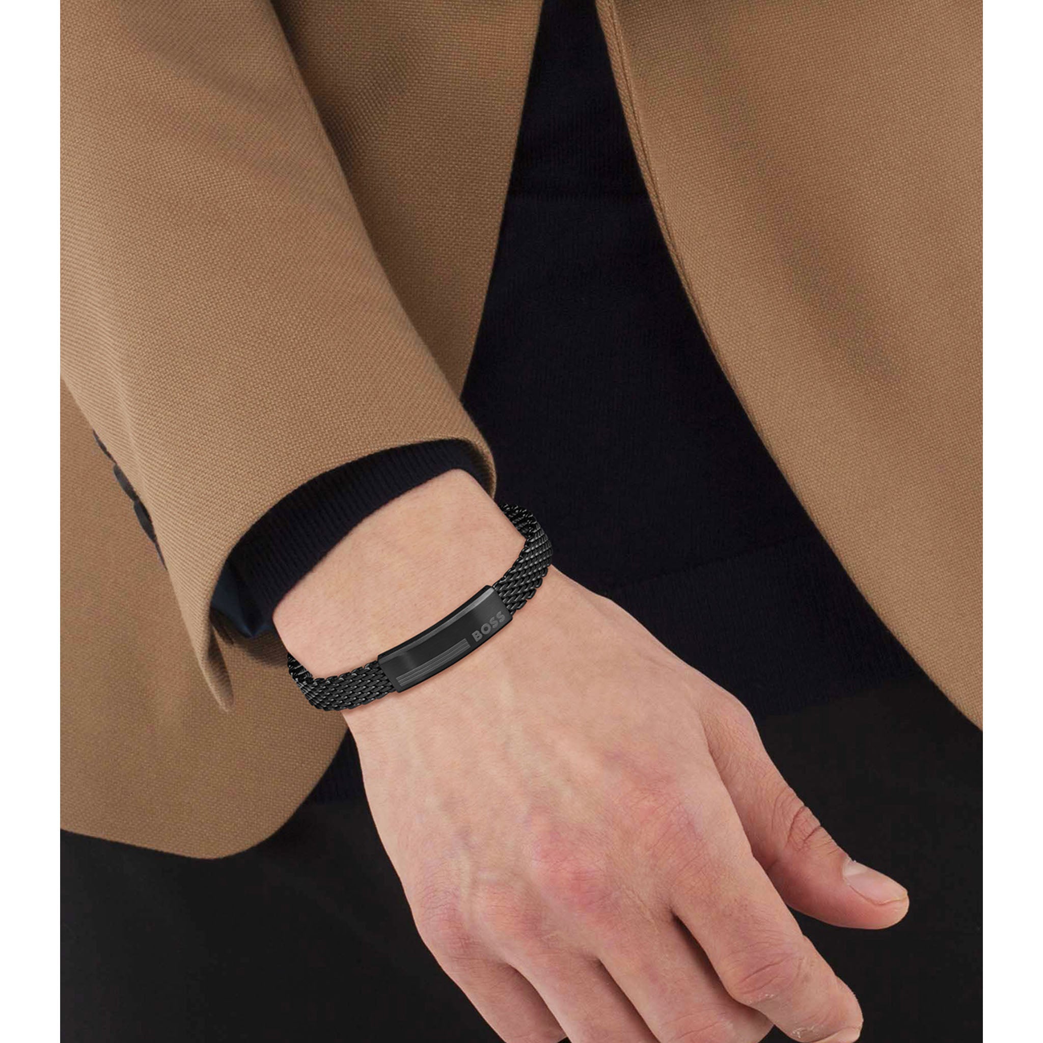 Hugo Boss Jewellery Black Steel Men's Mesh Chain Bracelet - 1580612 - Image 3