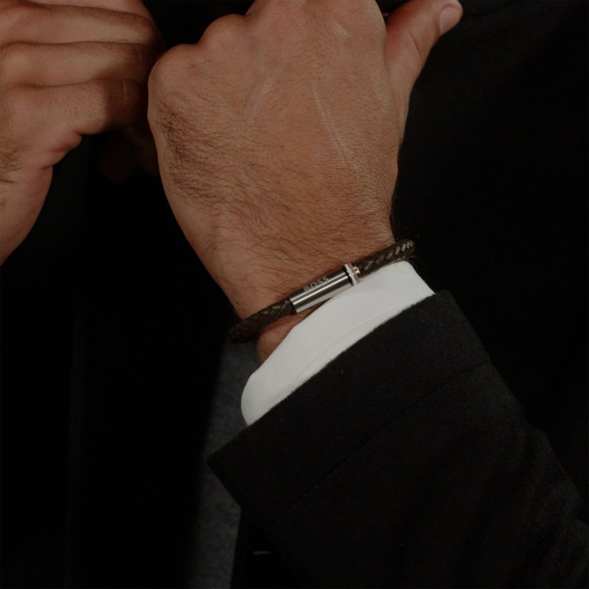 Hugo Boss Jewellery Stainless Steel & Brown Leather Men's Bracelet - 1580623 - Image 3