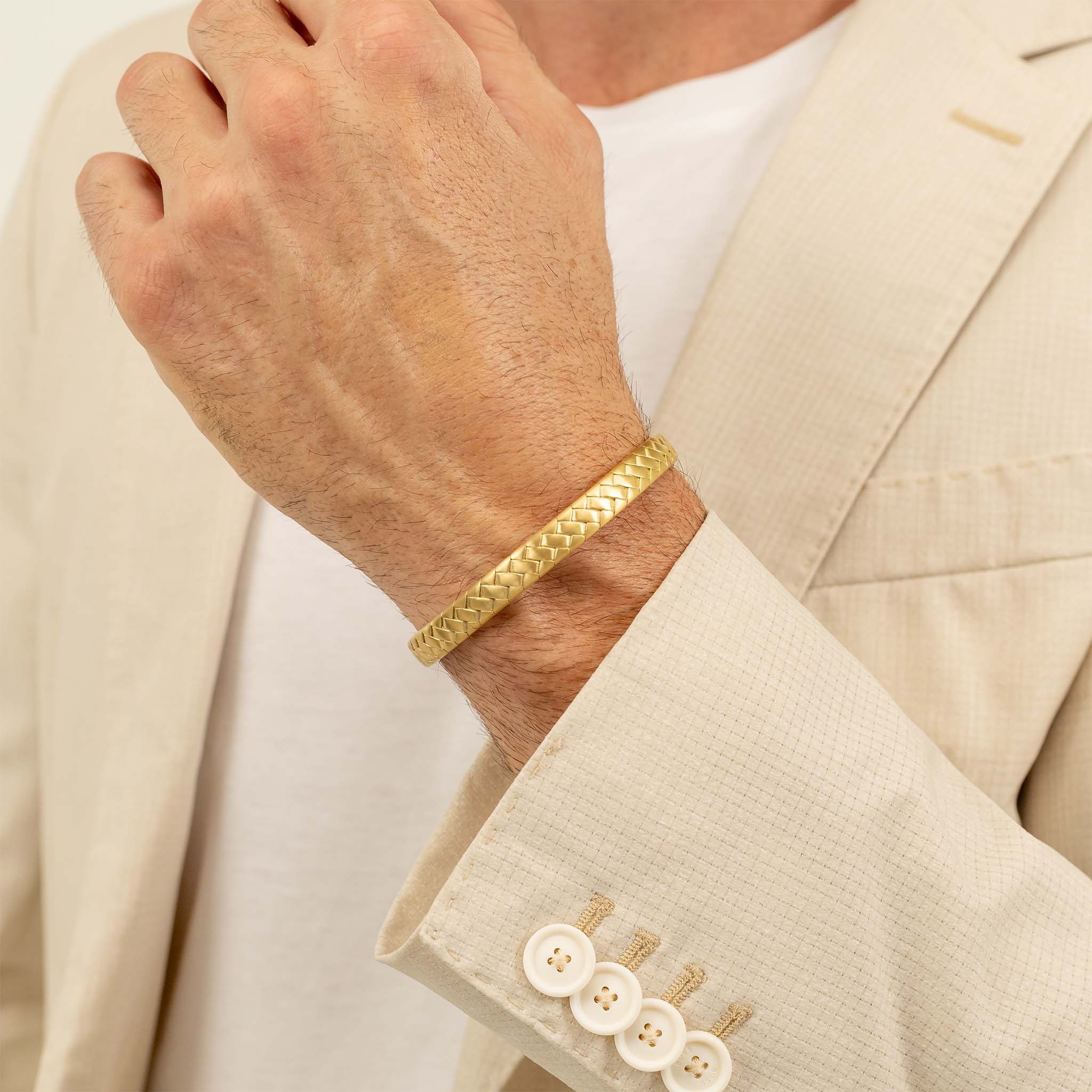 Hugo Boss Jewellery Gold Steel Men's Open Bangle - 1580672 - Image 4