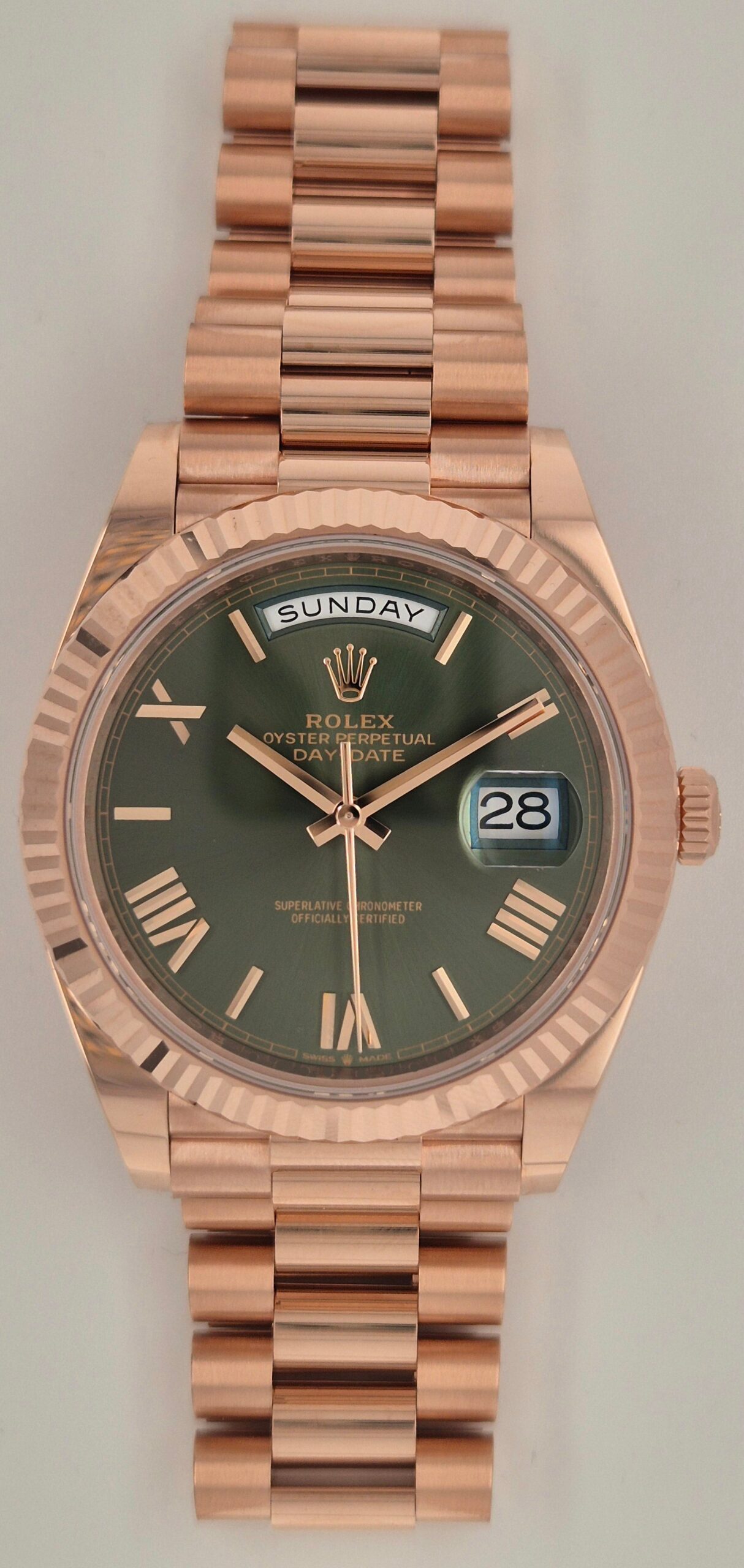 Rolex Day-Date 40 Olive Green Roman Everose Gold 228235 60th Anniversary | 2022 | 40mm
