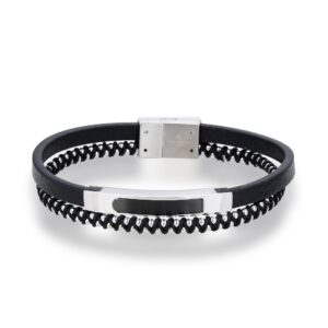 Giorgio Milano Jewellery Stainless Steel & Leather Men's Bracelet - 2035STBK2