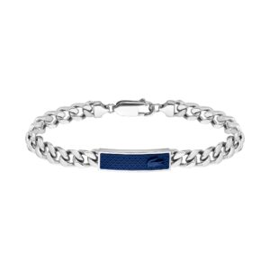 Lacoste Jewellery Stainless Steel & Navy Silicone Men's Chain Bracelet - 2040097