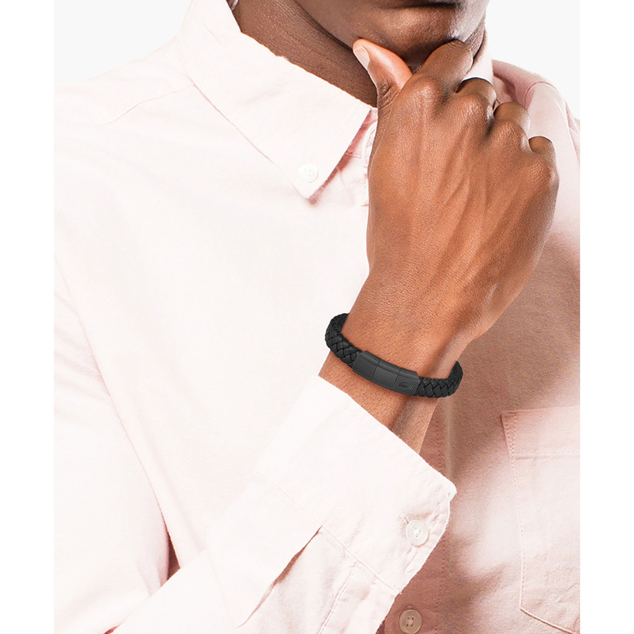 Lacoste Jewellery Black Steel & Leather Men's Bracelet - 2040285 - Image 3