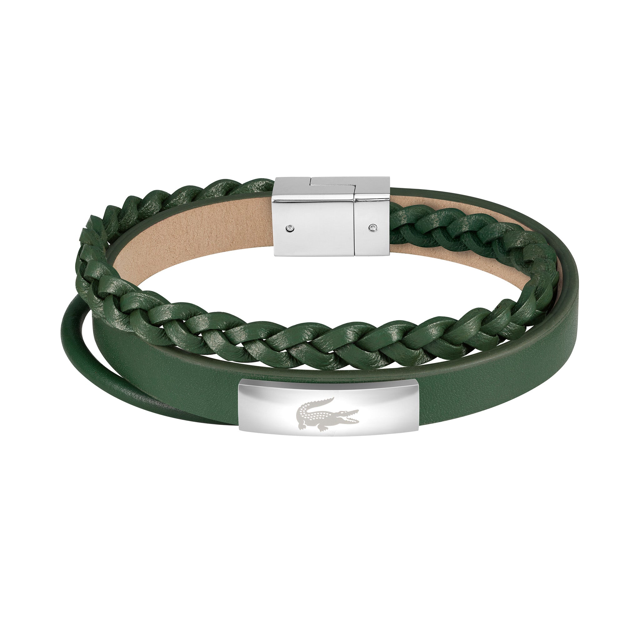 Lacoste Jewellery Stainless Steel & Green Leather Men's Bracelet - 2040319 - Image 2