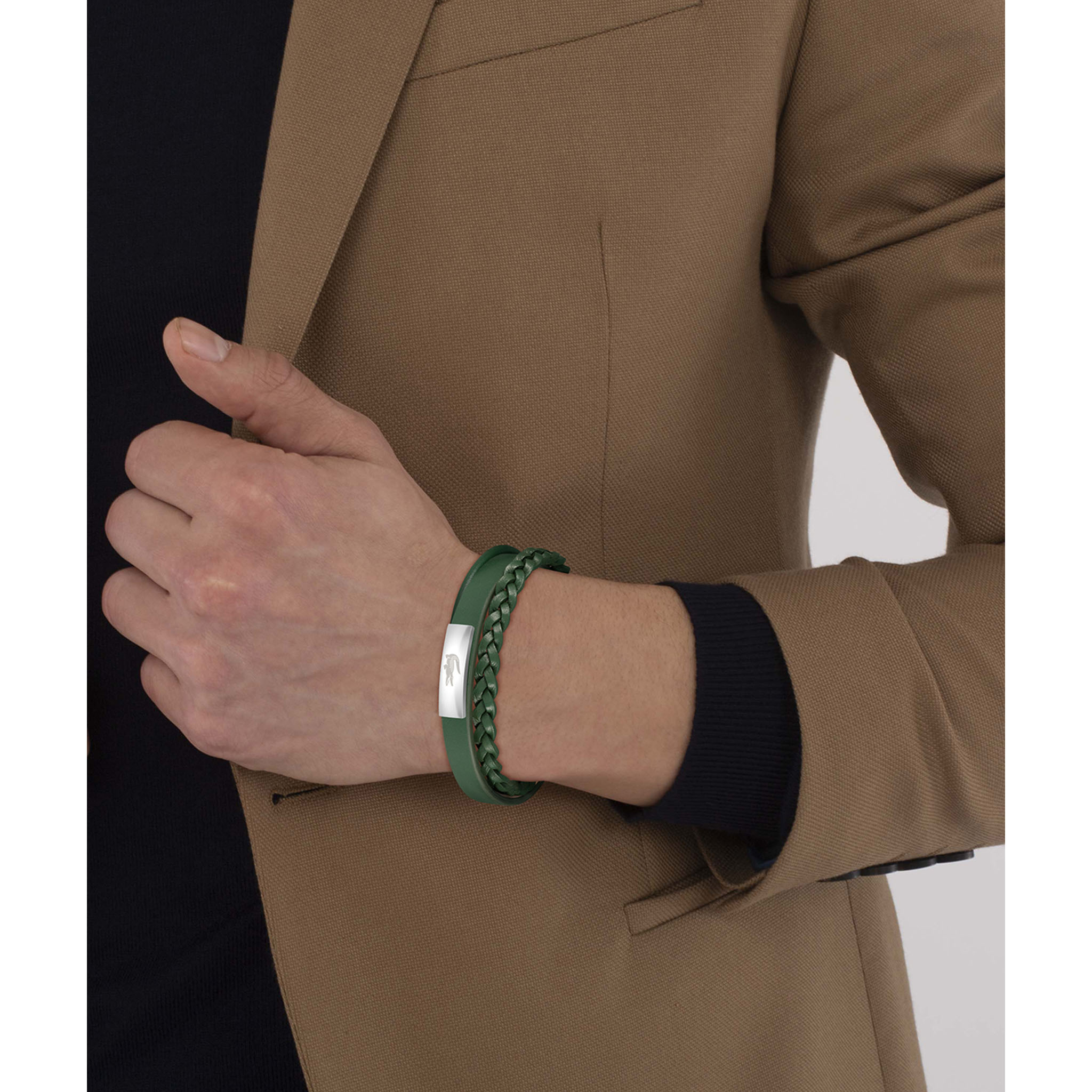 Lacoste Jewellery Stainless Steel & Green Leather Men's Bracelet - 2040319 - Image 5