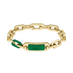 Lacoste Jewellery Gold Steel & Green Aluminum Men's Chain Bracelet - 2040370