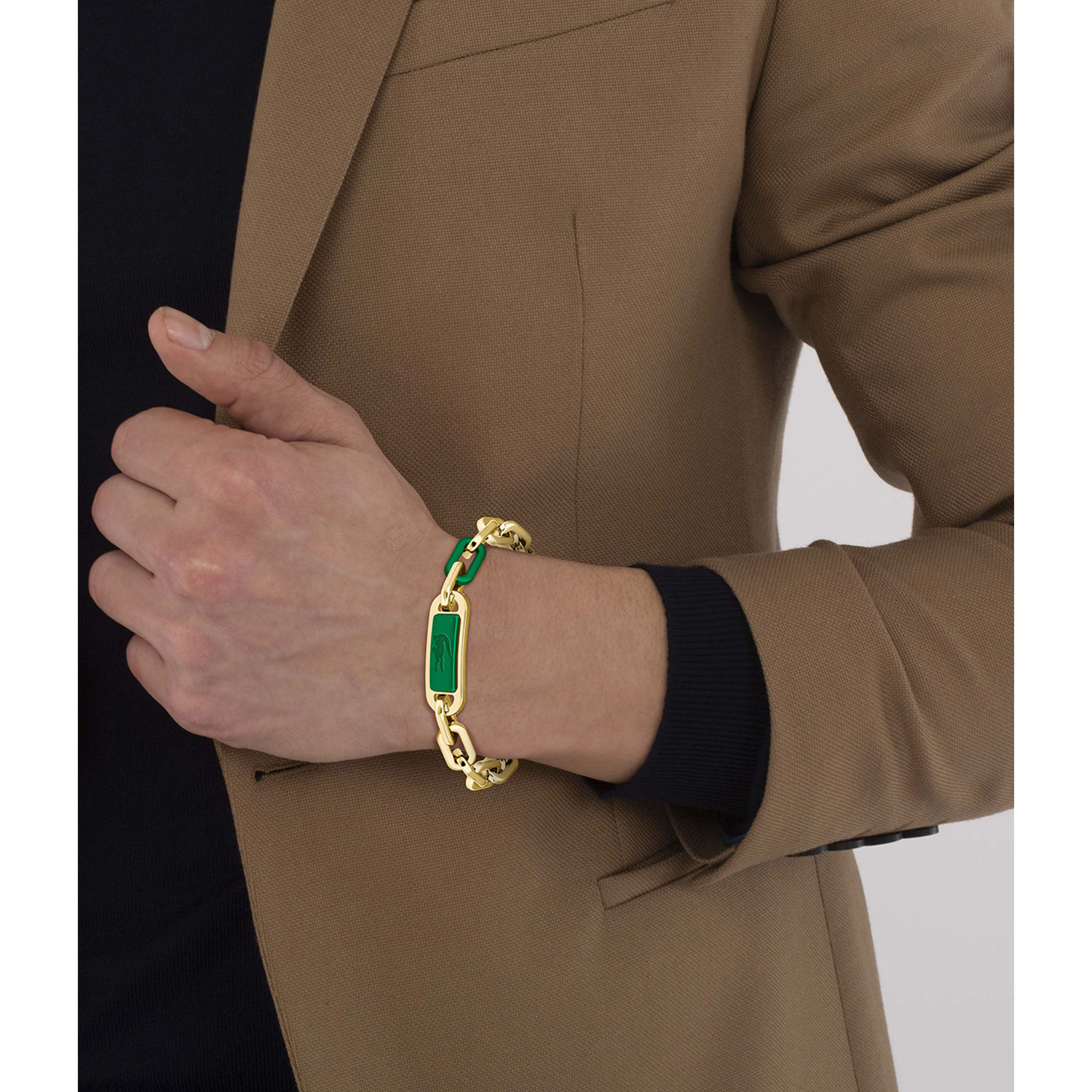 Lacoste Jewellery Gold Steel & Green Aluminum Men's Chain Bracelet - 2040370 - Image 5