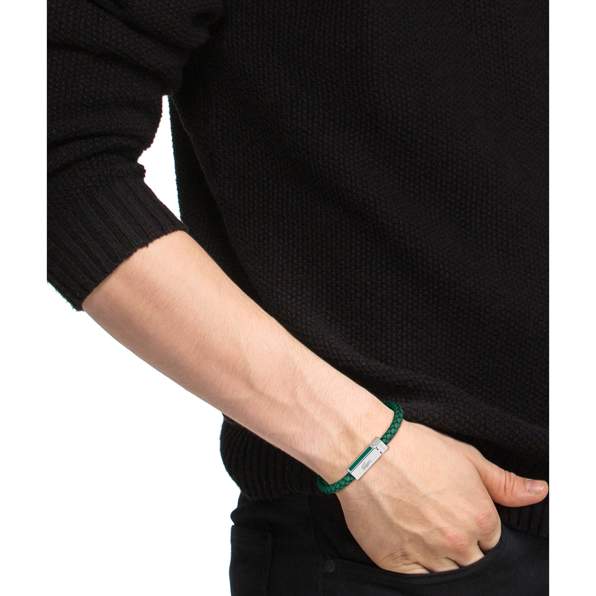 Lacoste Jewellery Stainless Steel & Green Leather Men's Bracelet - 2040449 - Image 5